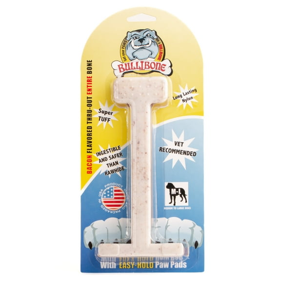 BULLIBONE Bacon Flavored Oral Care Dog Chew Toy, Large