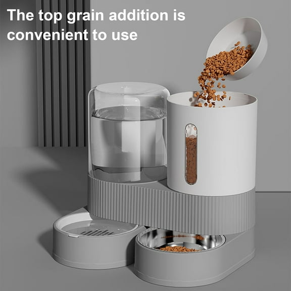 BULLPAW Automatic Pet Feeder 2.4L Dog Food Feeder 2.6L Water Dispenser Travel Auto Cat Feeder Bowl for Small Dogs Cats Rabbits