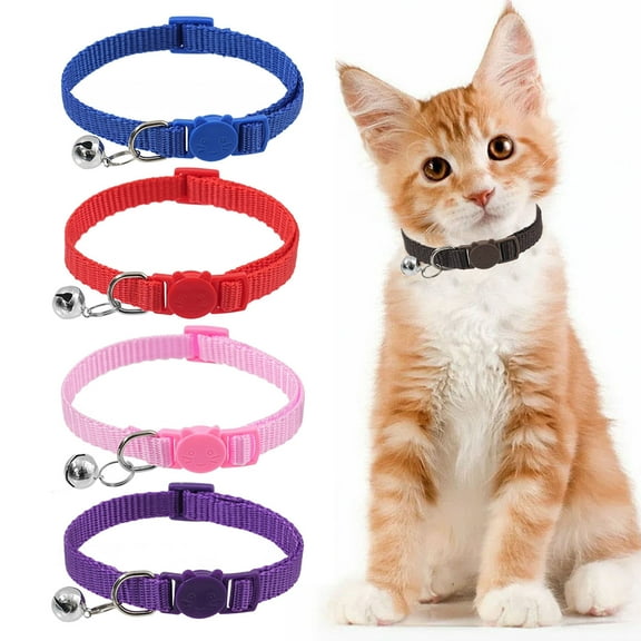 BULLPAW Cat Collar with Bell Soft Cat Safety Collar with Quick Release Buckle Adjustable Nylon Collar for Cats Puppy