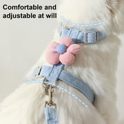 BULLPAW Cat Harness Leash Collar Set for Walking Adjustable Double Layer Pet Harness with Flower Decor Escape Proof Pet Collar Leash for Small Medium Cats Dogs