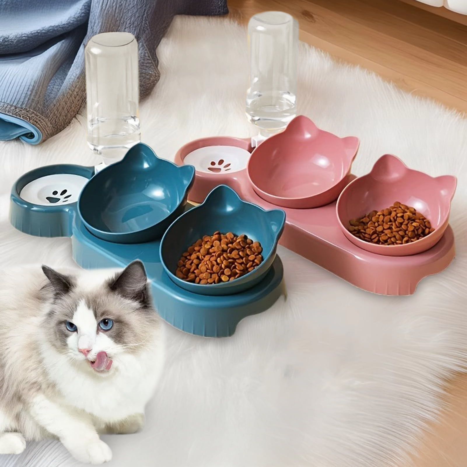 PetWithMe Dog and Cat Food Bowl Set with Water Dispenser