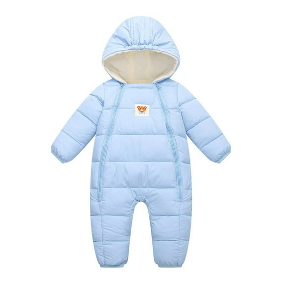 BULLPIANO 0-12 Months Baby Boys Girls Winter Snowsuit Toddler Warm Fleece Lining Hooded Romper Infant Zipper Winter Coat Jumpsuit