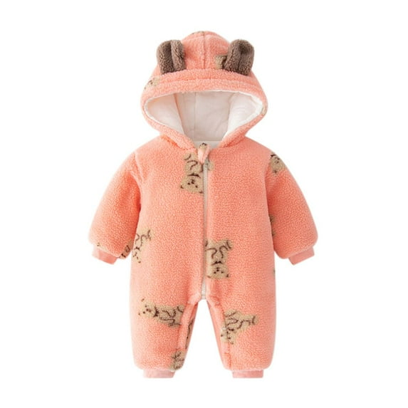 BULLPIANO 0-2T Newborn Baby Girls Boys Warmer Snowsuit Fleece Hooded Romper Jumpsuit Toddler Thicken Winter Bodysuits Coat