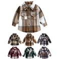 thumbnail image 1 of BULLPIANO 0-5T Little Kids Toddler Baby Boy Girl Shirt Jacket Plaid Long Sleeve Button Down Fall Flannel Shacket Coat Tops, 1 of 11