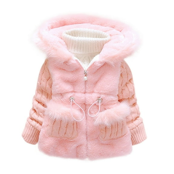 BULLPIANO 1-4T Baby Girls Winter Fleece Coat Kids Snowsuit Jacket with Hood Thicken Outwear Warm Overcoat