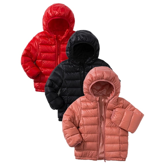 BULLPIANO 1-8T Kids Baby Boys Girls Hooded Warm Coat Winter Lightweight Down Jacket Puffer Snow Packable Cotton Coat