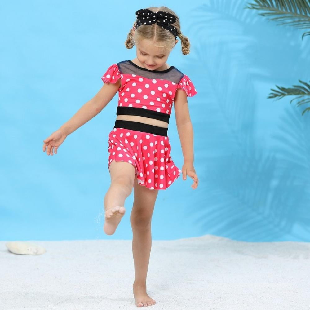 Kids Girls Bathing Suits Two Piece Swimsuits Tankini Beach Sport Swimsuit  Ruffle Flounce Straps Top and Bikini Bottom Set Toddler Little Girl  Swimming