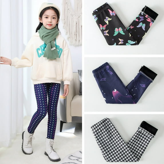 BULLPIANO 1 Pack Girls Winter Thick Leggings Warm Cotton Fleece Lined Leggings Kids Ankle Length Tights Pants, Size 2-3T