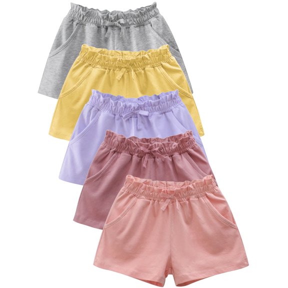 BULLPIANO 2-12T Kids Little Girls Shorts Solid Elastic Waist Basic Shorts Summer
