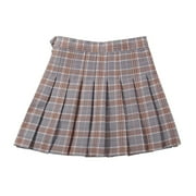 BULLPIANO 2-12Y Girls Pleated Skirt Kids Girls Classic A Line Plaid Mini Skirt Uniform Skirts