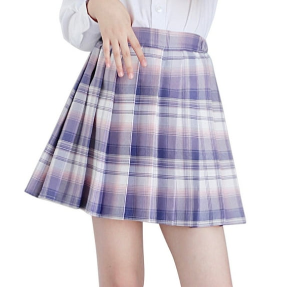BULLPIANO 2-12Y Girls Pleated Skirt Kids Girls Classic A Line Plaid Mini Skirt Uniform Skirts