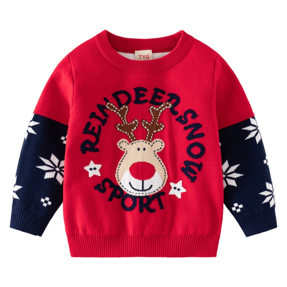 BULLPIANO 29T Toddler Boy Girl Ugly Christmas Sweater Long Sleeve