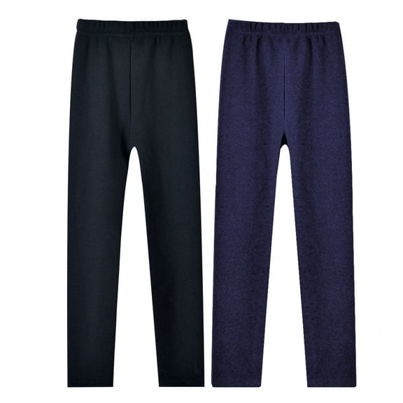 BULLPIANO 2 Pack Girls Leggings Footless Fleece Lined Winter Tights Legging Thick Warm Skinny Pant Stretchy Trousers 2-13 Years