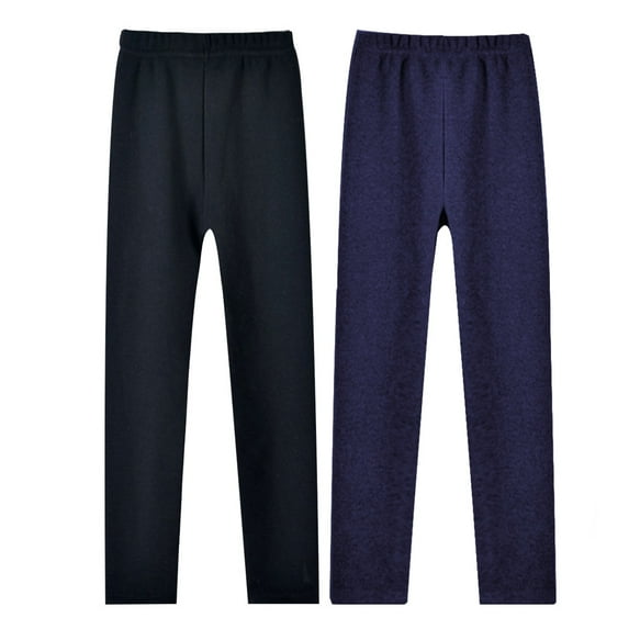 BULLPIANO 2 Pack Girls Leggings Footless Fleece Lined Winter Tights Legging Thick Warm Skinny Pant Stretchy Trousers 2-13 Years