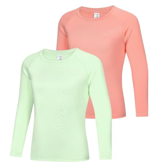 BULLPIANO 2 Pack Kids Quick Dry Long Sleeve T Shirts Basic Athletic Running Tee Shirt for Boys and Girls 4-12 Years