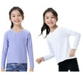 thumbnail image 1 of BULLPIANO 2 Pack Kids Quick Dry Long Sleeve T Shirts Basic Athletic Yoga Tee Shirt for Girls 4-12 Years, 1 of 7