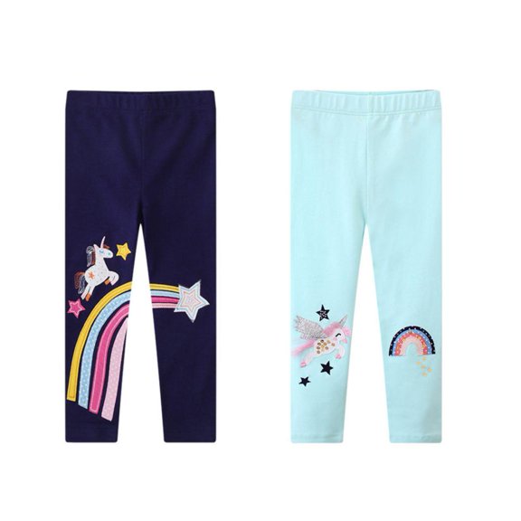 BULLPIANO 2 Pack Little Girls Footless Leggings Tight Cotton Thin Leggings Toddler Baby Skinny Stretch Trousers Legging 1-7 Years