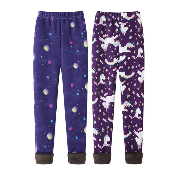 BULLPIANO 2 Pack Toddler Girls Leggings Footless Thick Winter Tights Stretchy Trousers Baby Legging Pants 3-11 Years