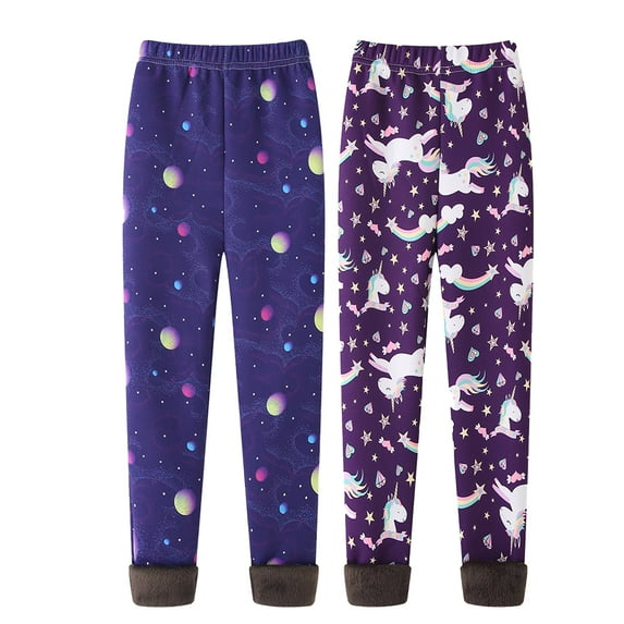 BULLPIANO 2 Pack Toddler Girls Leggings Footless Thick Winter Tights Stretchy Trousers Baby Legging Pants 3-11 Years