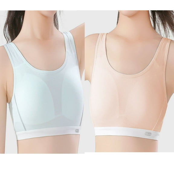 BULLPIANO 2PACK Big Girls' Sports Bra with Breathable Pads Teens Cotton Training Bras Yoga Fitness Workout