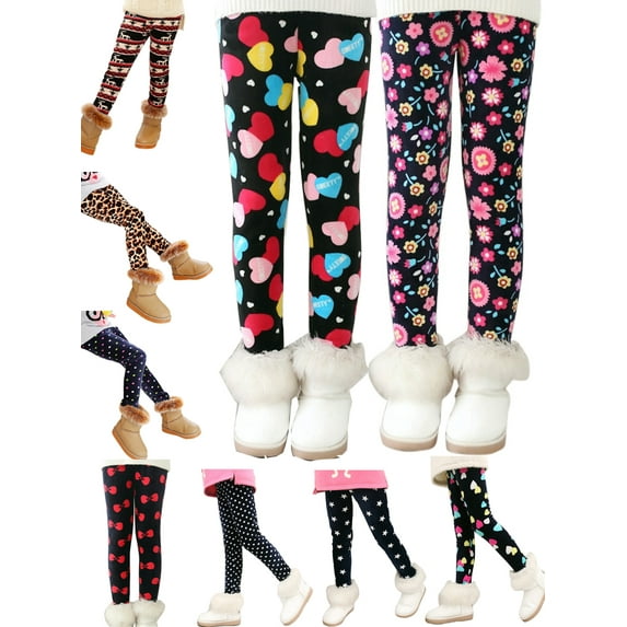 BULLPIANO 3-10T Girl Footless Tights Leggings Little and Big Girl Winter Thick Warm Skinny Legging Fleece Lined Stretchy Pants