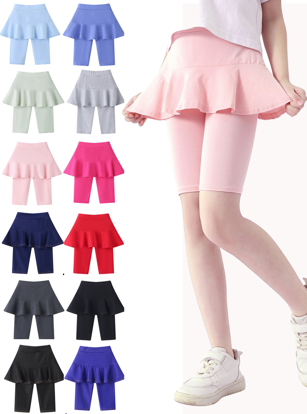 Mallas Sin Pies Para Niñas Pequeñas, Leggings Con Falda Tutú Con Volantes, Pantalones Elásticos De Algodón Para Niños De 3 A 9 Años, Rosado