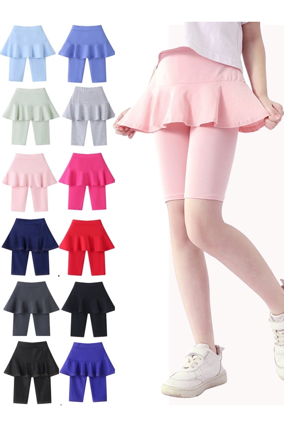 3-11T Girls Leggings Pants with Tutu Skirts Skinny Kids Culottes Footless Tights Knee-Length