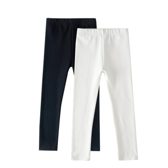 BULLPIANO 3-12T Toddler Girls Leggings Cotton Basic Solid Color Tights Footless Tights Fitting Stretch Pants, 2 Pack