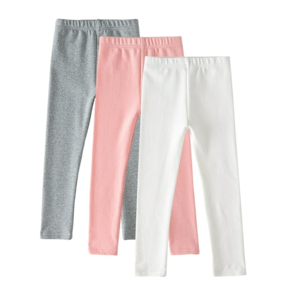 BULLPIANO 3-12T Toddler Girls Leggings Cotton Basic Solid Color Tights Footless Tights Fitting Stretch Pants, 3 Pack