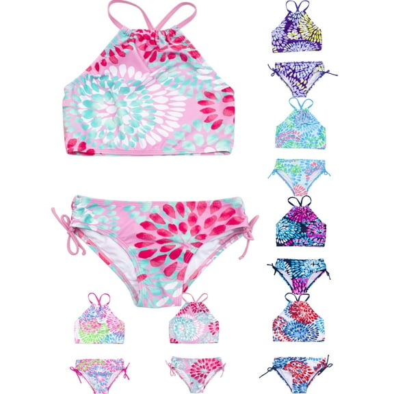 BULLPIANO 3-14T Girls Bikini Swimsuit Beach Sport Halter Tankini 2-Piece Beachwear Swimwear Teen Girls Bathing Suit