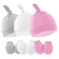 thumbnail image 1 of BULLPIANO 3 Set Baby Hat and Mittens Set Newborn Baby Beanie Caps No Scratch Mittens Set for Baby Boys Girls 0-6 Months, 1 of 9