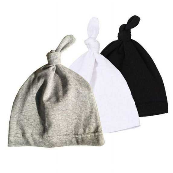 BULLPIANO 3Pcs Baby Boys Girls Cotton Knotted Cap Newborn Infants Beanie Hats 0-12M, 1-2T