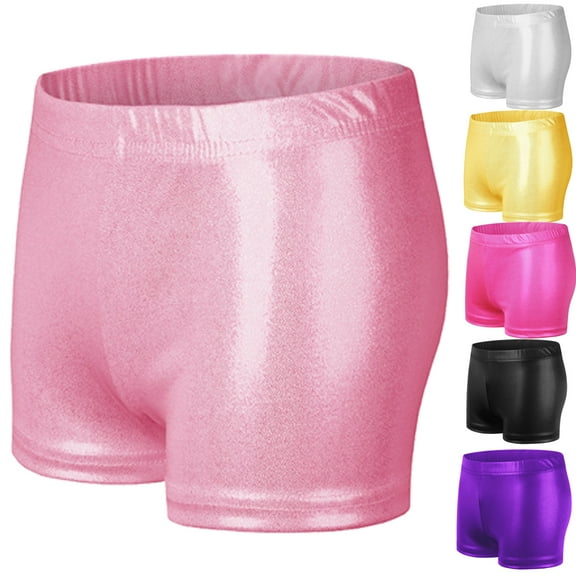 BULLPIANO 5-14Y Girls Gymnastics Shorts Kids Sparkle Dance Athletic Short