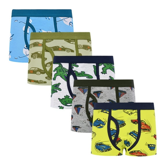 BULLPIANO 5 Pack Kids Boys Cotton Boxer Briefs Underwear Toddler Comfort Flex Waistband Boxer Briefs for 2-12 Years