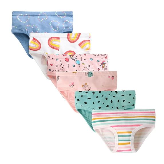 BULLPIANO 6 Pack Girls' Underwear Soft Comfort Cotton Panties Underwear Toddler Briefs Hipsters Soft Undies