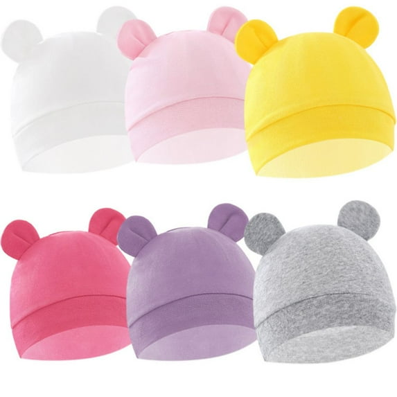 BULLPIANO 6 Pieces Newborn Baby Hat Bear Ears Infant Caps Baby Boy Girl Toddler Hats Infant Beanie Caps for 0-6 Months