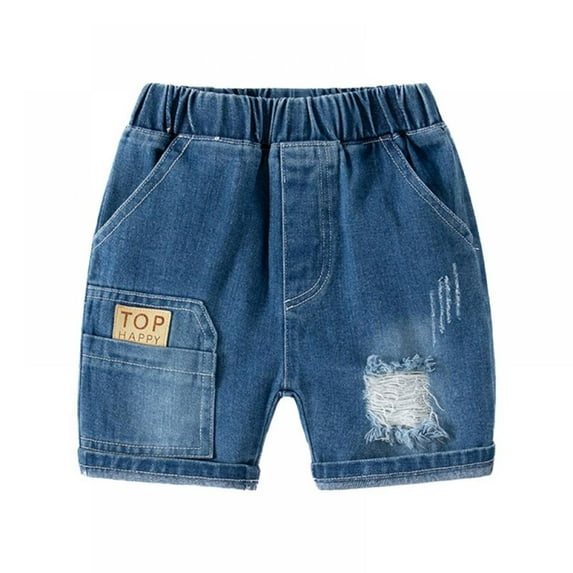 BULLPIANO Baby Boy Jeans Shorts Elastic Waist Blue Jean Shorts for Toddler Boys Toddler Denim Cute Summer Shortalls,Size 2-3 Years