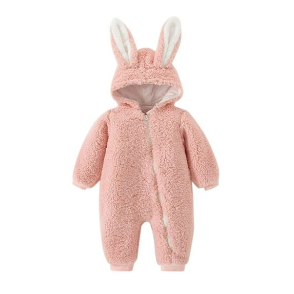 BULLPIANO Baby Boys Girls Winter Fleece Jumpsuit Hooded Snowsuit Toddler Thicken Cartoon Ears Warm Pajamas Romper Outwear 0-12 Months