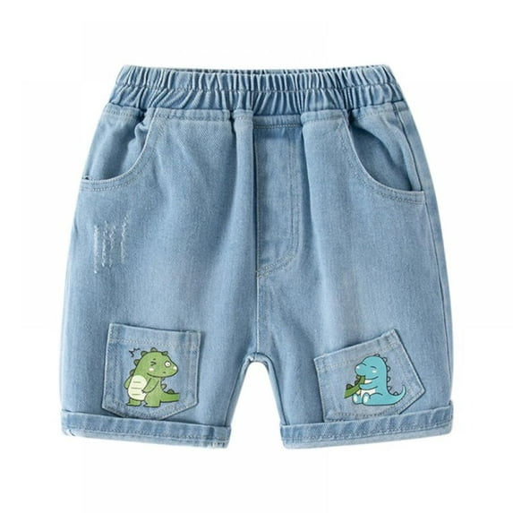BULLPIANO Baby Boys Shorts Denim Shorts For Baby Boys Elastic Waist Jean Shorts Toddler Denim Cute Summer Shortalls,Size 5-6 Years