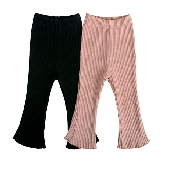 BULLPIANO Baby Girl Pants Toddler Leggings Flare Pants Baby Solid Ribbed Pants Infant Bell Bottoms Casual Leggings