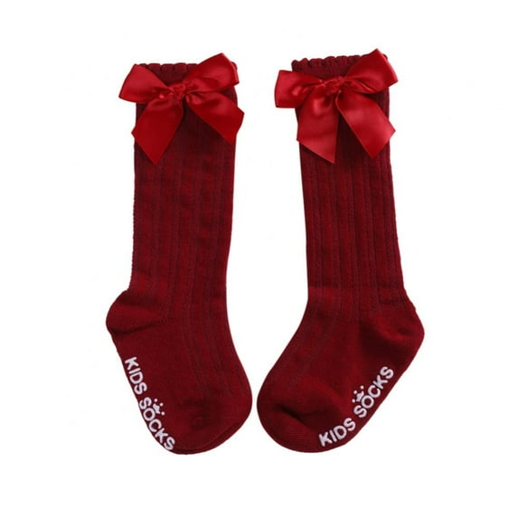 BULLPIANO Baby Knee High Socks with Bow Toddlers Bow Stockings Infants Long Socks Boys Toddlers Socks Uniform Socks Thick Winter Socks with Grips