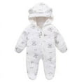 thumbnail image 1 of BULLPIANO Baby Newborn Snowsuit Winter Hooded Footie Jumpsuit One Piece Romper Warm Winter Outwear for Infant Girls Boys, 0-3M, 1 of 9