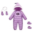 thumbnail image 1 of BULLPIANO Baby Winter Snowsuit One-Piece Hooded Romper Bodysuits Zipper Warm Coat Jacket with Gloves Boots 3 Piece Set, 1 of 6