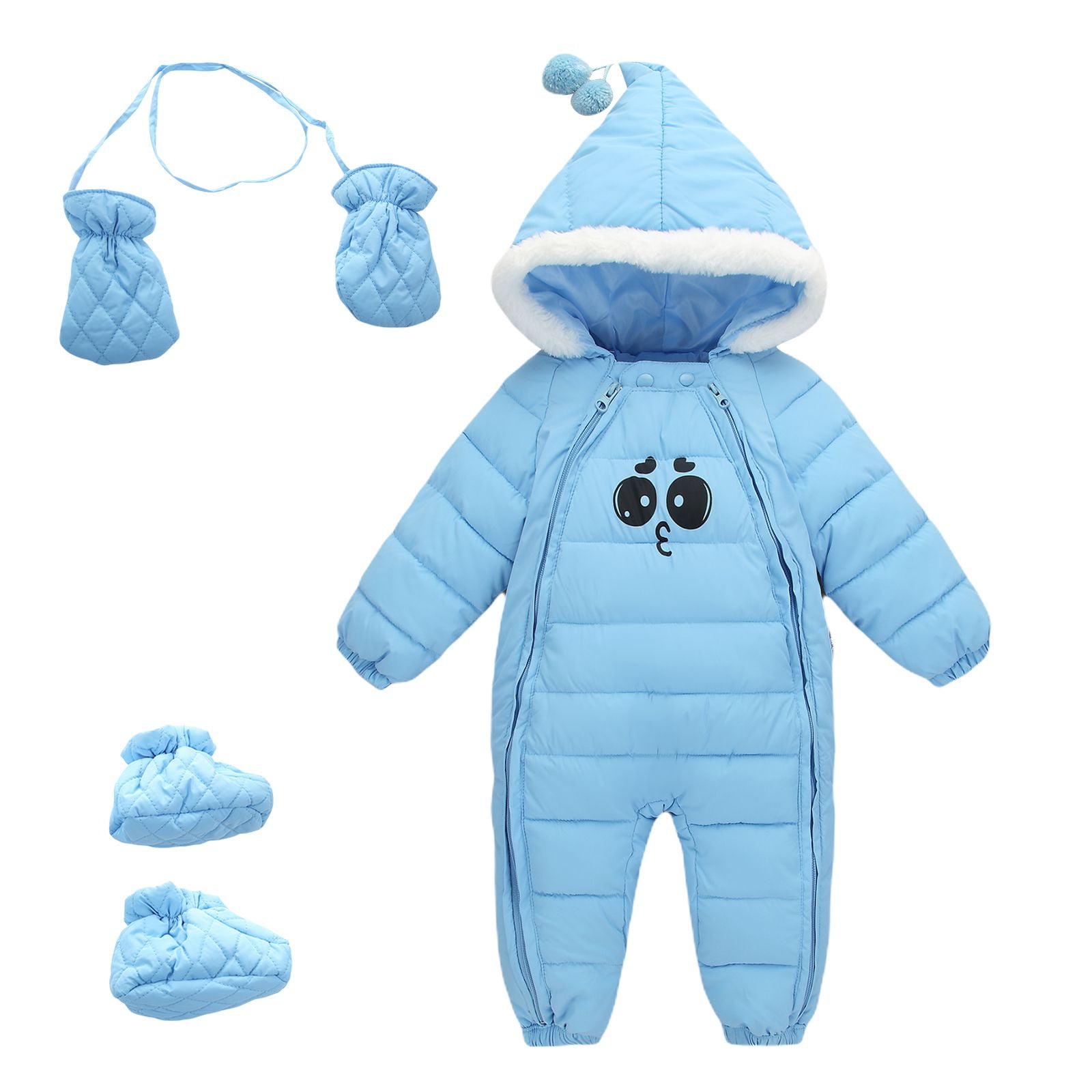 BULLPIANO Baby Winter Snowsuit OnePiece Hooded Romper Bodysuits Zipper