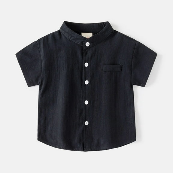 BULLPIANO Boys Button Up Henley Shirt Short Sleeve Summer Cotton Shirts Tees Tops with One Pocket 2-8T