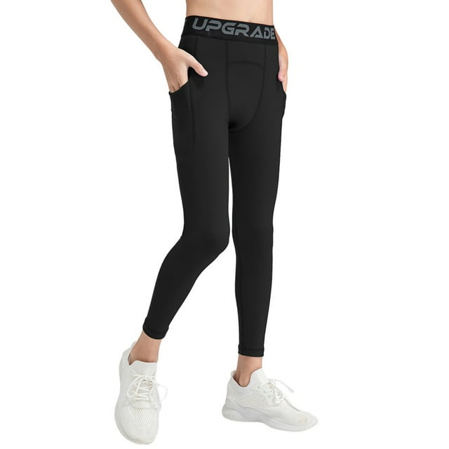 BULLPIANO Boys Compression Leggings Soccer Baseball Pants Tights Quick