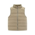 thumbnail image 1 of BULLPIANO Boys Girls Puffer Vests Outerwear Zip-up Lightweight Casual Warm Sleeveless Jackets Autumn Winter Outerwear, Brown, 1 of 9