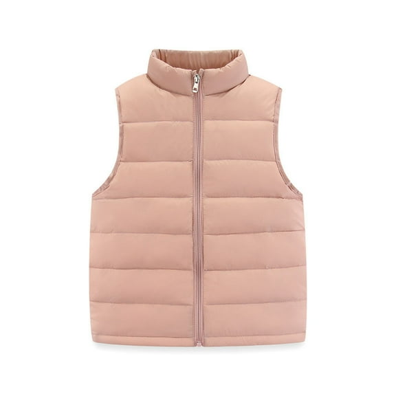 BULLPIANO Boys Girls Puffer Vests Outerwear Zip-up Lightweight Casual Warm Sleeveless Jackets Autumn Winter Outerwear, Pink