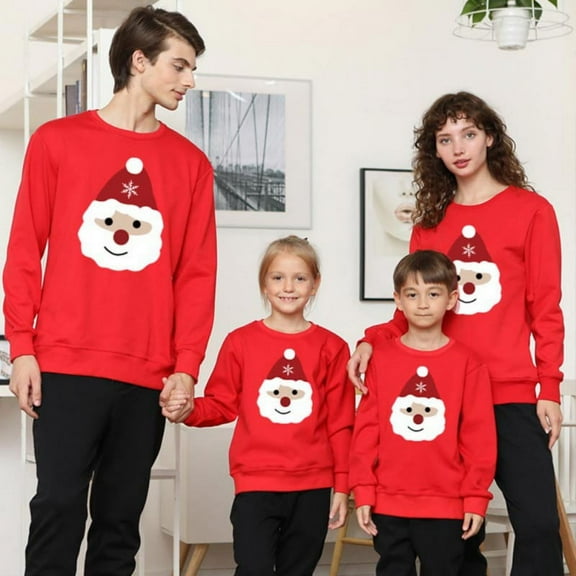 BULLPIANO Christmas Family Matching Hoodie Sweashirts Xmas Ugly Sweaters Jumper Mom Dad Kids Family Pullover Tops