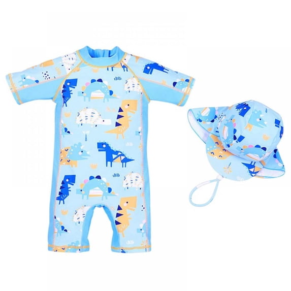 BULLPIANO Girl One Piece Swimsuit Sunsuit Long Sleeve Swimwear Rash Guard Toddler Kid One Piece Rashguard Bathing Suit Zip with Hat, Size 2-3 Years